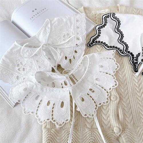 2021 Women Fake Collars Shawl Lace Floral False Collar Shirt Detachable Collar Sweater Dress Half Shirt Faux Col