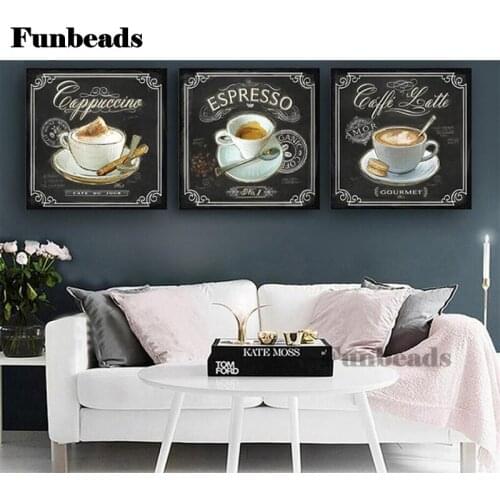 3 Pcs Sets Kitchen Vintage Coffee Diy Diamond Painting Full Diamond Embroidery Rhinestone Kit Triptych Home Decor FF4131