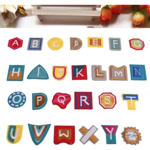 50pcs/lot Colorfui Embroidery Patches Letters Clothing Decoration Accessories Diy Iron Heat Transfer Applique Iron on Patches