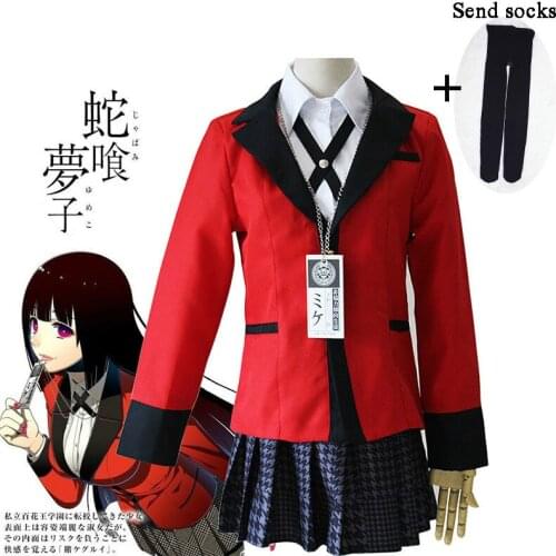 7PCS Full Set JP Anime Kakegurui Cosplay Costume Halloween Jabami Yumeko Cosplay Costume Igarashi Sayaka COSPLAY school uniform