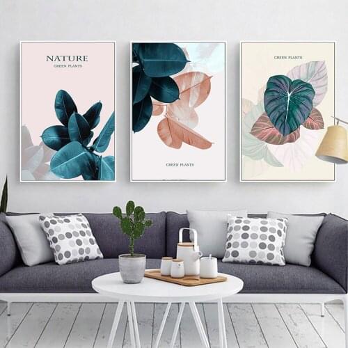 Abstract Tropical Plant Leaves Nordic Style Botanical Leafwall Art Canvas Print Painting Morden Living Room Decor