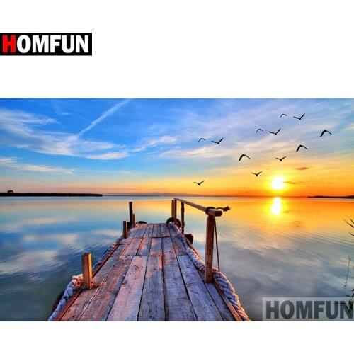 HOMFUN Full Square/Round Drill 5D DIY Diamond Painting "Wooden bridge" Embroidery Cross Stitch 5D Home Decor Gift A14344