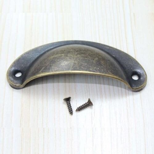 80MM Black Shell pulls,Half Round Handles ,Bronze Iron hide Medical Box Drawer Furniture handles pulls knobs