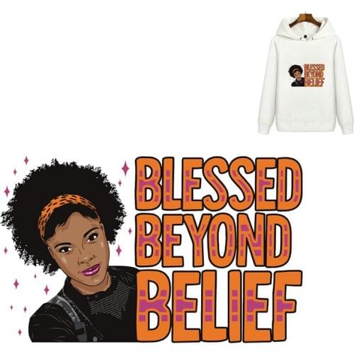 Black Afro Women Thermal Stickers On Clothes Heat Transfer Vinyl Patch Iron On Sticker DIY T-Shirt Thermal Washable Patch