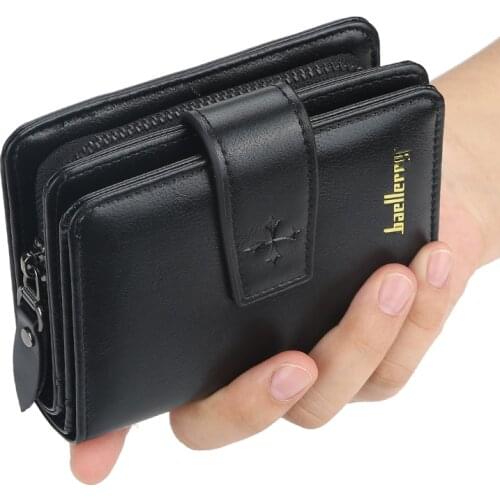 New Business Men Wallets Zipper Card Holder High Quality Male Purse New PU Leather Vintage Coin Holder Men Wallets