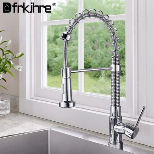 Dfrkjhre Kitchen Faucet Spring Pull Down Sink Pullable Black Chrome Rotatable Handheld Shower Mixer Tap Crane Faucet