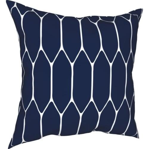 Long Honeycomb Minimalist Geometric Navy Blue Pillowcase Printed Fabric Cushion Cover Gift Throw Pillow Case Cover Home 40X40cm