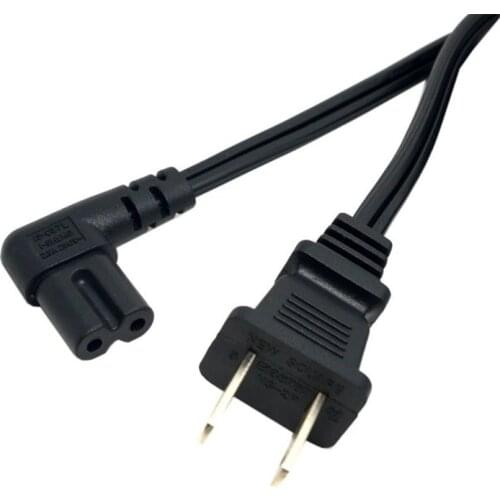 USA 2pin Male to 90 Degree Right Angled IEC 320 C7 Power Supply Cord cable 1m
