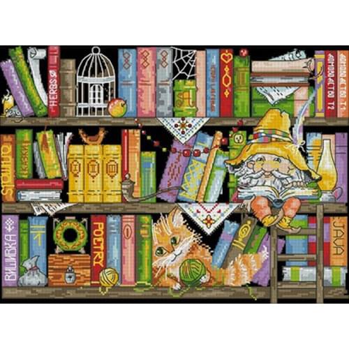 Little man on the bookshelf patterns Counted Cross Stitch 11CT 14CT DIY Chinese Cross Stitch Kits Embroidery Needlework Sets