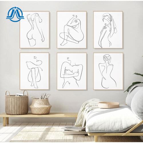 Minimalist Line Art Canvas Painting Nude Woman Posters And Prints Abstract Wall Art Modern Pictures On The Wall Room Decoration