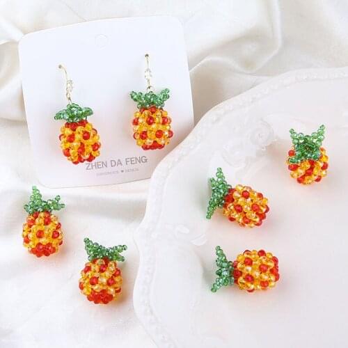 Min order 10pcs/lot color beads fruit style cartoon pineapple shape handmade weave beads diy jewelry earring accessory