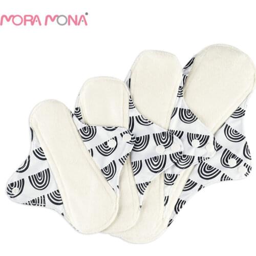 Mora Mona Washable Bamboo Fiber Menstrual Pads 4 Different Sizes Of Maternity Hygiene Panty Liner Pads 4 pcs