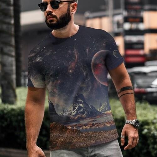 2021 Sky Star Space 3d Printing Mens T-shirt Universe Galaxy T Shirt Summer Casual Fashion Short Sleeve Tops Size Xxs-6xl