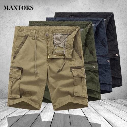Mens Shorts Cargo Casual Multi-pocket Cotton Loose Plus Size Sweatpants Male Band Clothing Summer Homme Shorts Pants Oversize