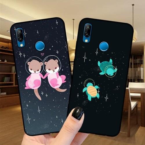 Space Turtles Koalas Foxes Soft Silicone Black Phone Case Back Cover For Huawei P40 Lite E P10 P20 Lite P8 P30 Lite Pro