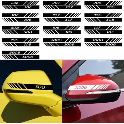 2PCS Car Rearview Mirror Stickers Decal For Peugeot 206 207 208 306 307 308 508 106 107 108 2008 3008 5008 Accessories