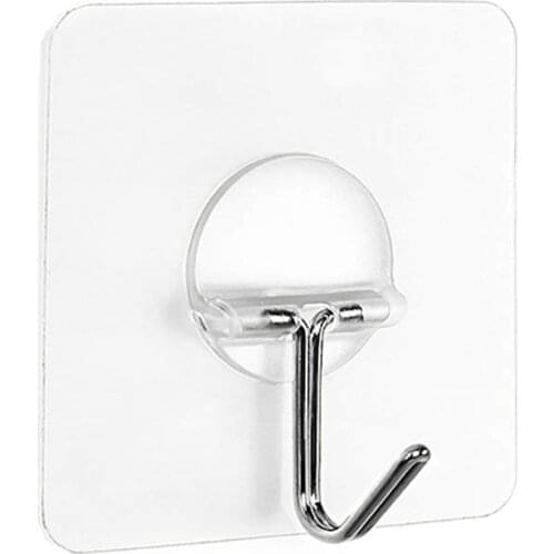 Wall Hooks 13lb(Max) Transparent Reusable Seamless Hooks,Waterproof and Oilproof,Bathroom Kitchen Heavy Duty Self Adhesive Hooks