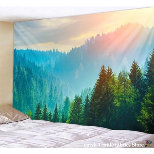 Forest Under Sun Tapestry Wall Hanging Sandy Beach Picnic Rug Camping Tent Sleeping Pad Home Decor Bedspread Sheet Wall Cloth