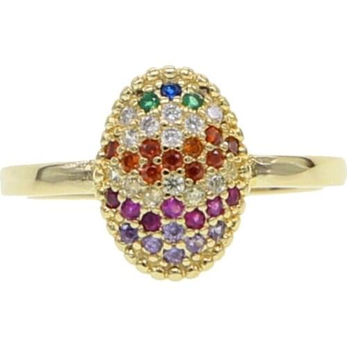 New Luxury Band Ring For Women Girl Full US Size 5 6 7 8 Gold Color Paved Colorful Oval Cz Trendy Classic Fashion Jewelry 2021