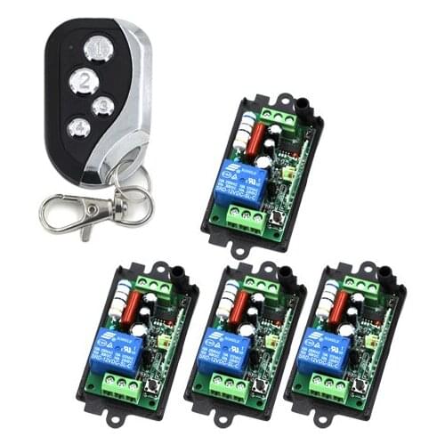 New AC110V 220V 10A Wireless Switch with 4 Channels Remote Control 200M 1Transmitter+4Receiver SKU: 5159