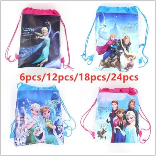 New Frozen Disney princess Non-woven Fabric Drawstring Backpack Gift Bag Storage Bag Kids Girls favor school bags Party Supplies