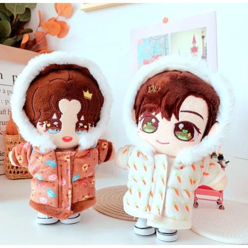 20cm Baby Doll clothes Outfit Plush Dolls Winter Clothes Lovely Toy Dolls Accessories for Korea Kpop EXO idol Dolls gift