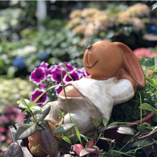 Resin Sleeping Rabbit Garden Decoration Animal Outdoor
