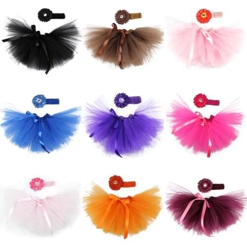 3 Pcs Baby Infants Mesh Tutu Skirt Strap Flower Headband Set Photography Props U7EE
