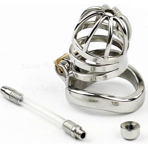 304 Stainless Steel Chastity Belt Penis Cage Penis Ring Sleeve Male Chastity Device With Urethral Catheter BDSM Sex Toys For Men