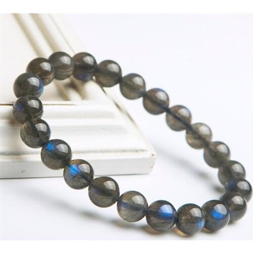 Genuine Natural Labradorite Rainbow Light Round Beads Women Man Fashion Stretch Bracelet 9mm