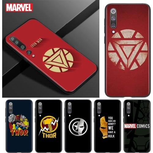 Silicone Cover Marvel Avengers Hero Logo For Xiaomi Mi 11 10T 10 9T 9 8 Note 10 Lite Pro Ultra 5G Black Soft Phone Case