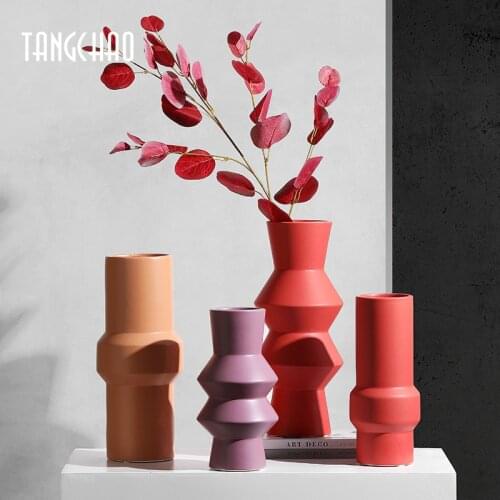 Nordic Ceramic Vase Morandi Color Flower Vases Flower Arrangement Home Decor Living Room TV Cabinet Home Decoration Accessories