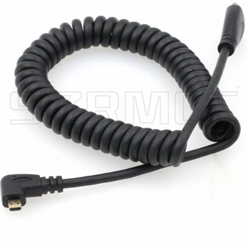 Left Angled Micro HDMI to HDMI High Speed Coiled Cable for Tablet Canon Sony DSLR Camera ATOMOS Monitor