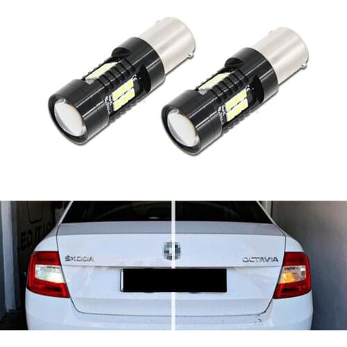 2pcs P21W 1156 BA15S LED Bulbs Car Lights 1200Lm Turn Signal Reverse Brake Light LEDs 12V For Skoda Octavia MK3 5E (2012-2019))