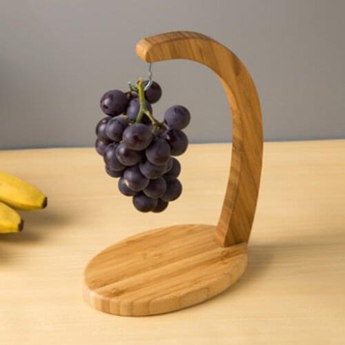 Banana Grapes Hanger Banana Holder Stand Wooden Hanger Rack Fruit Display Storage Hook Kitchen Countertop Living Room Decoration