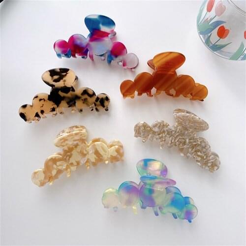 2021 New Acetate Hair Claws Round Splicing Wave Hair Clip Large Barrette Ponytail Crab Claw For Women Girls Hair Accessories