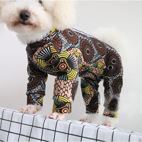 Fashion Geometric Pattern Print Puppy Dog Hoodie Jumpsuits For Small Pet Dog Spring Autumn Clothes Dogs Wrap belly Jumpsuits