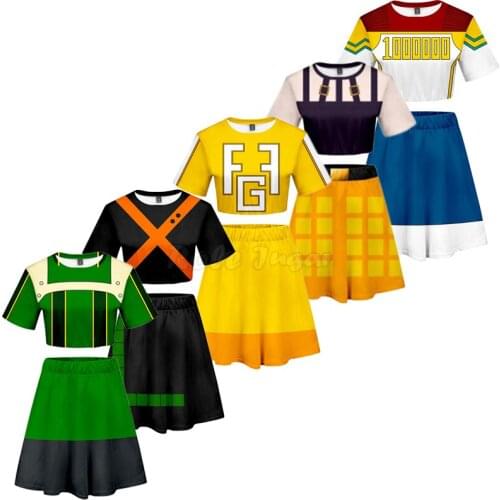 Boku No Hero Academia My Hero Academia Midoriya Izuku Asui Tsuyu Todoroki Shoto Cosplay Costume Girls 3D Print Top+Skirt C31M294