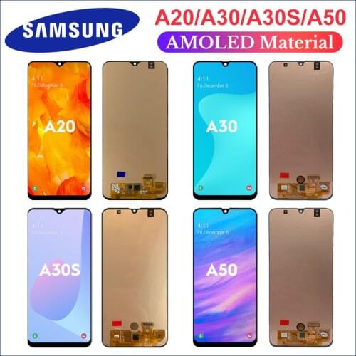 Super AMOLED For Samsung Galaxy A50 A505F A30 A30S A20 LCD Display Touch Screen Digitizer With Frame For Samsung A30 A305 lcd