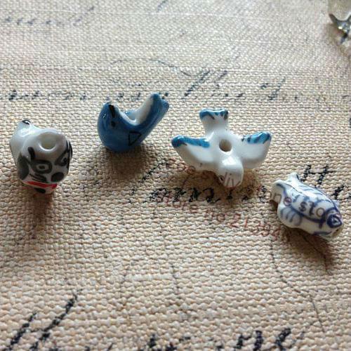 18mm 20pcs/pack "Animal Friends"China Ceramic Porcelain Bead Pendants Jewelry Beads Findings Accessories