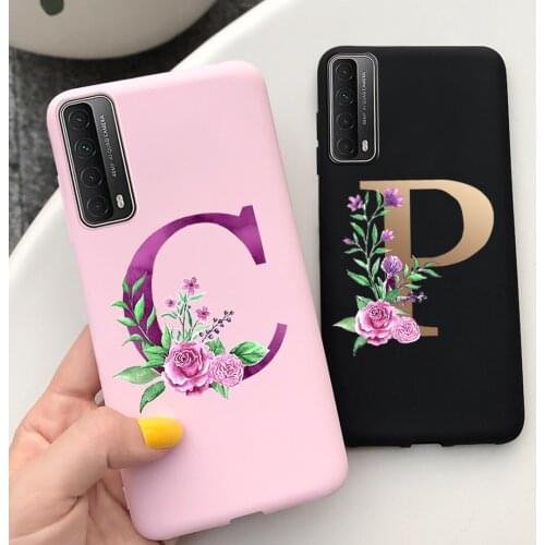26 Alphabet Letter Phone Case For Huawei Y7A Case 6.67" Black Silicone Soft Back Cover For Huawei Y7A Y7 A Y 7A Coque Funda Bags