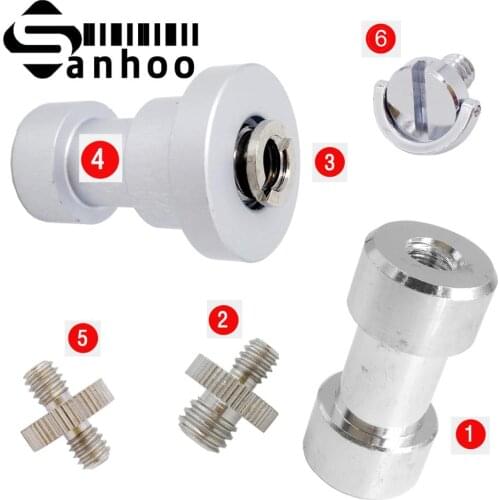 5 Sets 6In1 1/4 to 3/8 male to female adapter screw camera tripod ball head monopod flash light stand mount accessories