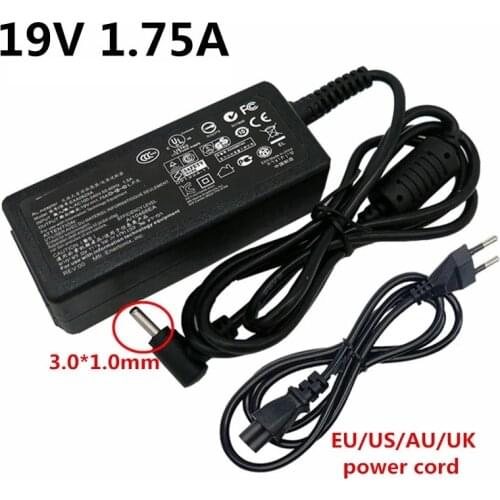 19V 1.75A 3.0*1.0mm Power Supply Netbook AC/DC Adaptor Adapter Laptop Charger For Asus EU US AU UK Cord Cable