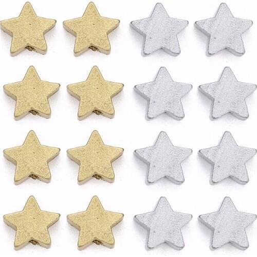 100pcs 15mm Pentagram Wooden Beads Loose Spacer Beads for DIY Necklace Bracelet Jewelry Making Findings Gold/Silver color