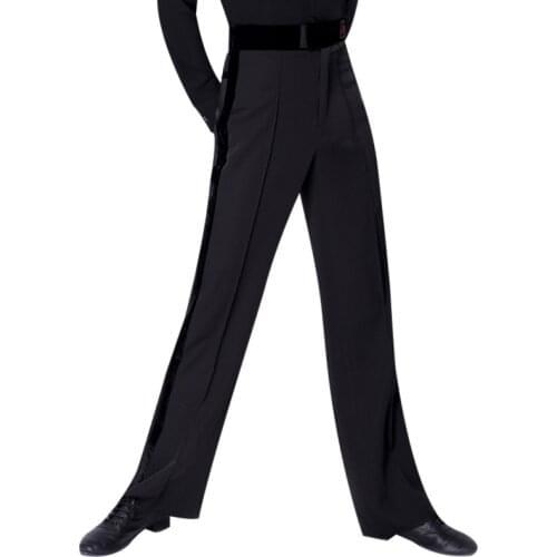Black Latin Modern Ballroom Performance Trousers Men Latin Dance Pants National Standard Dance Costumnes Latin Pants Plus Size