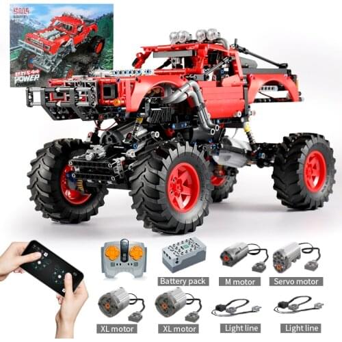 1333Pcs Red Buggy Remote-controlled All-terrain RC Off-road vehicle MOC Model Building Blocks Brick APP PF Sets Toys for kids