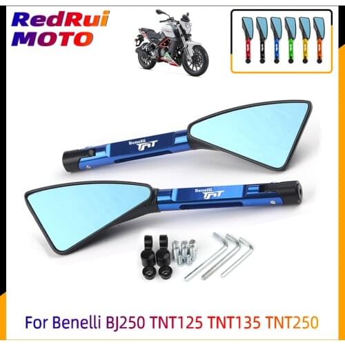 For Benelli BJ250 BJ 250 TNT125 TNT135 TNT250 Universal Motorcycle Accessories CNC Aluminum Blue Lens Rear View Side Mirror Lase