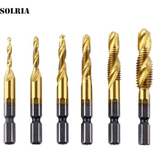 HSS Manual Drill Bit Tap Drill Bit Set Hexagon Shank Tool M3 M4 M5 M6 M8 M10 Household Combination Drill Bit 5Pcs/Pack Woodwork