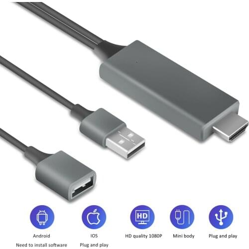 3 in 1 1M Type-C to Hdmi-Compatible MHL Cable Audio Video Cable Micro USB Projection Iphone Android to TV/Projector Hdtv Cable