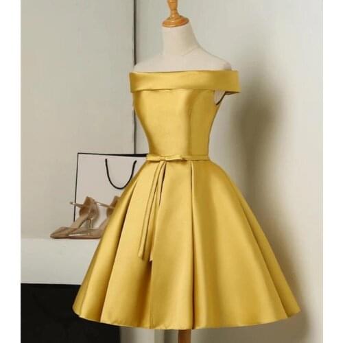 SuperKimJo Robe Demoiselle D'honneur Cheap Bridesmaid Dresses Short 2020 Gold Off the Shoulder Custom Wedding Party Dress